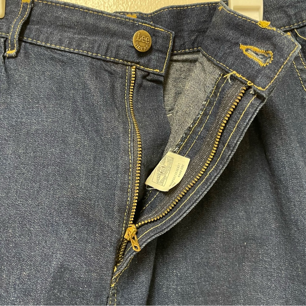 VTG Lee Denim Jean Midi Skirt Modest Prairie Pleated Sz 13 80’s Cottage Core - Picture 4 of 12
